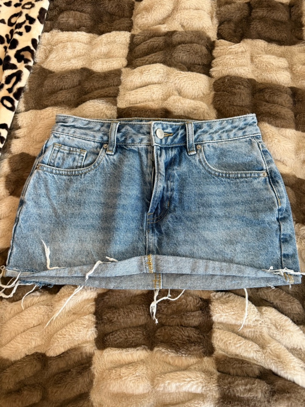PacSun Light Blue Distressed Denim Mini Skirt